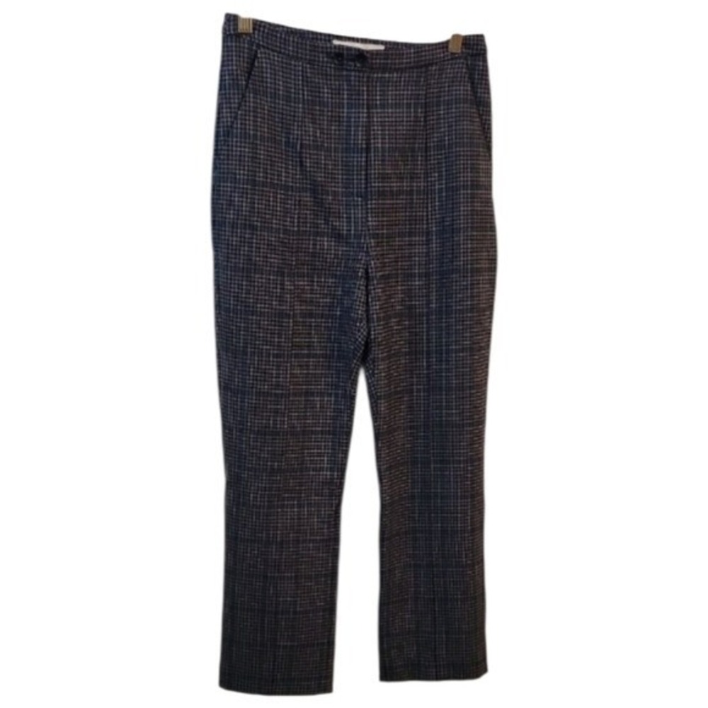 Johnathan Simkhai Plaid Straight Leg Pants Ankle Length Buckle Detail Size 4 EUC
